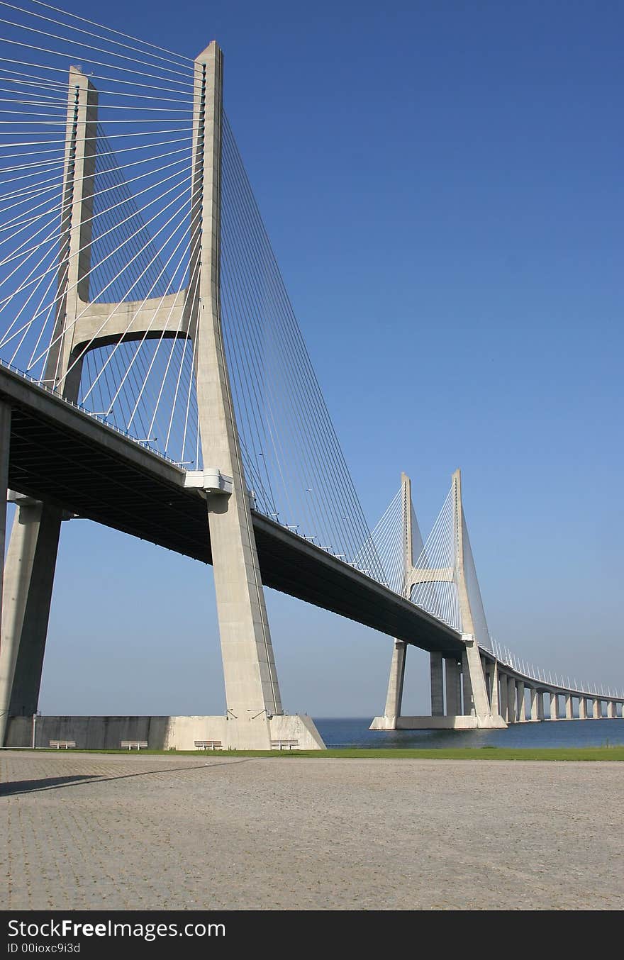 View of one of Lisbon's bridges. View of one of Lisbon's bridges