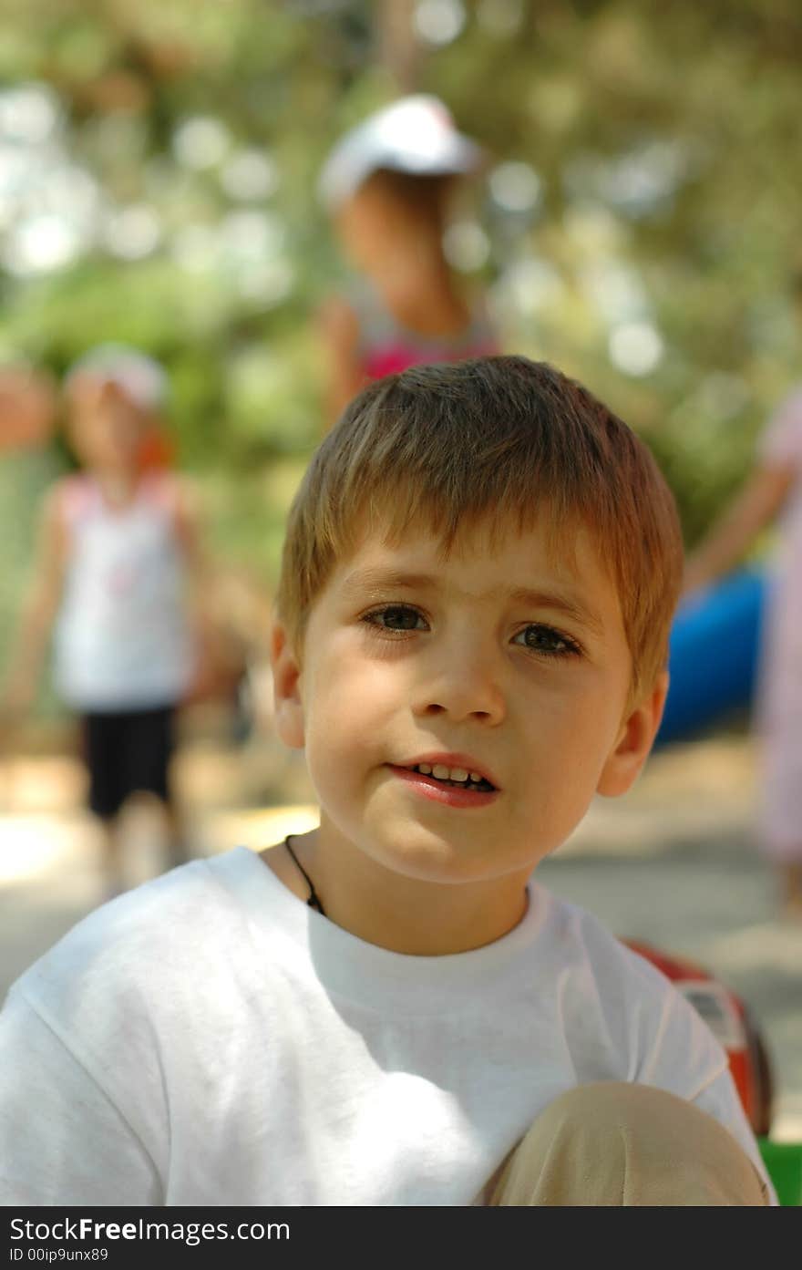 Handsome boy at outdoors playground