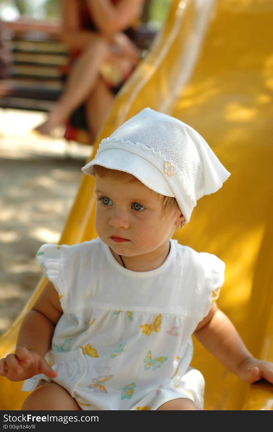 Fun girl at outdoors playground