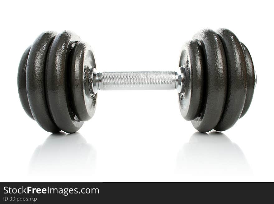 Iron dumbbells on white