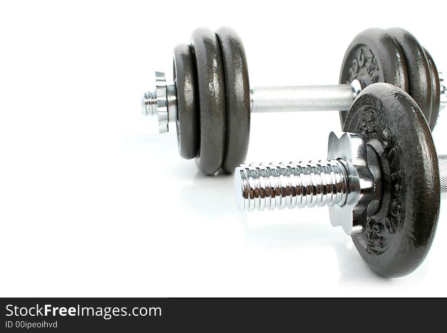 Iron dumbbells set solated