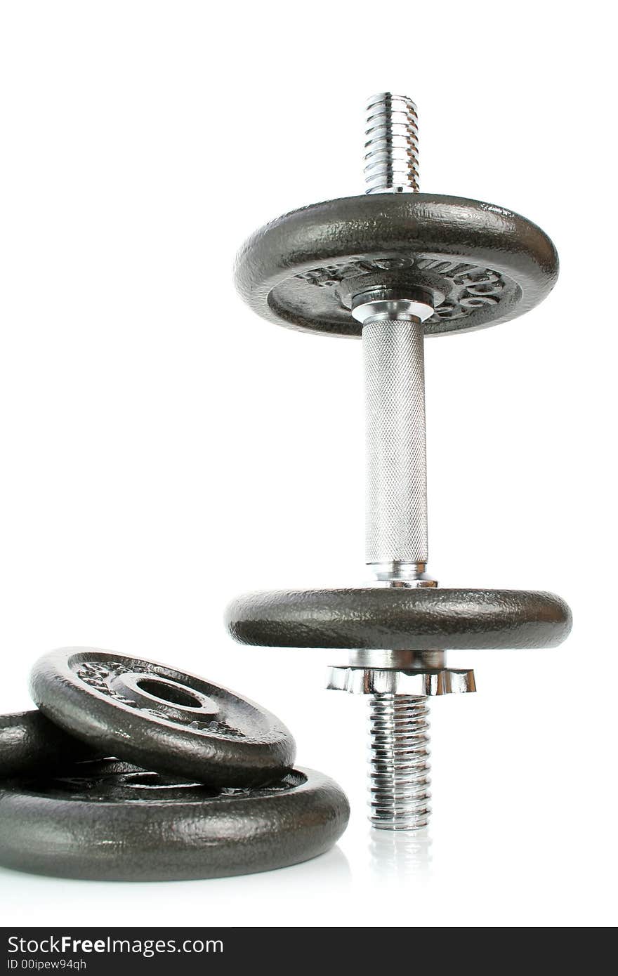 Iron dumbbells set solated