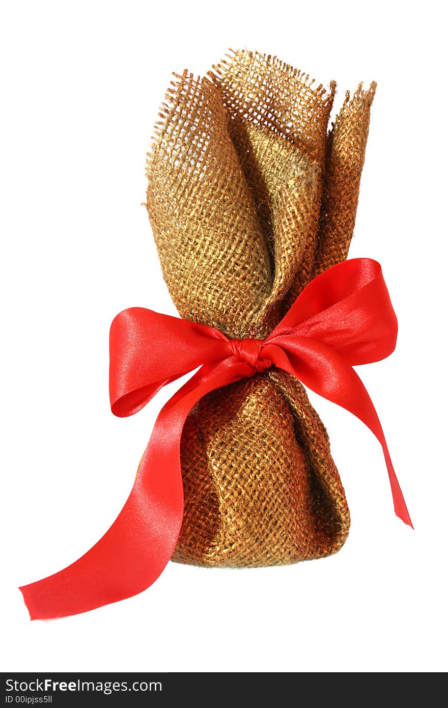 Gift box golden burlap canvas