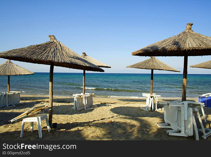 Beach with umbrellas