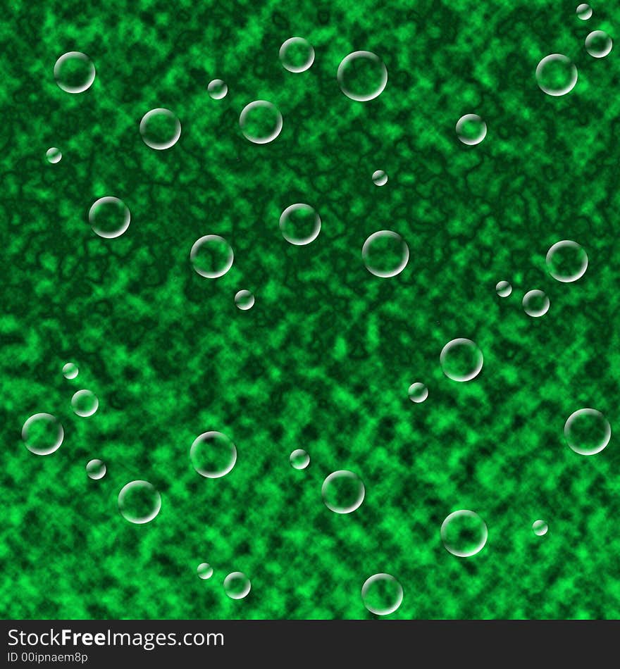 Bubbles on a green background floating up in the air. Bubbles on a green background floating up in the air