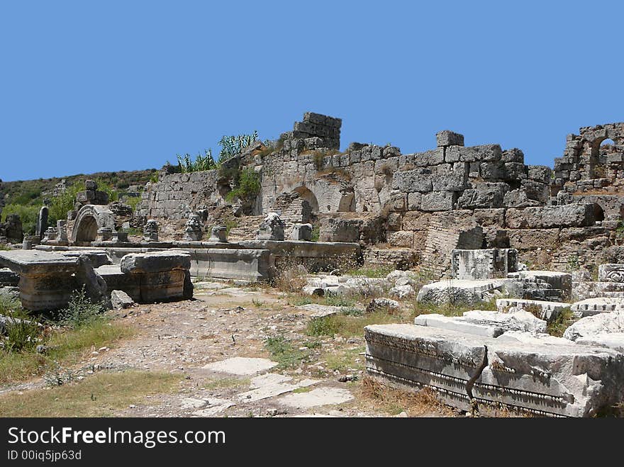 Archeological view of ancient site in Perge Turkey. Archeological view of ancient site in Perge Turkey