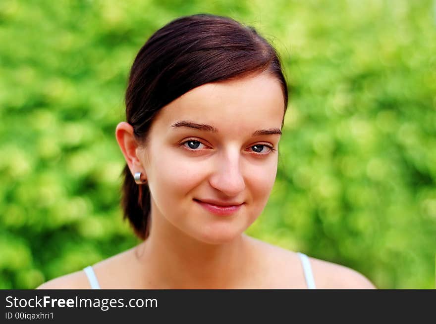 Portrait of a brunette nice girl.