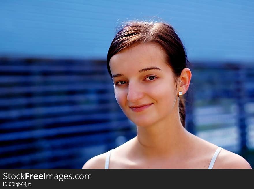 Portrait of a brunette nice girl.