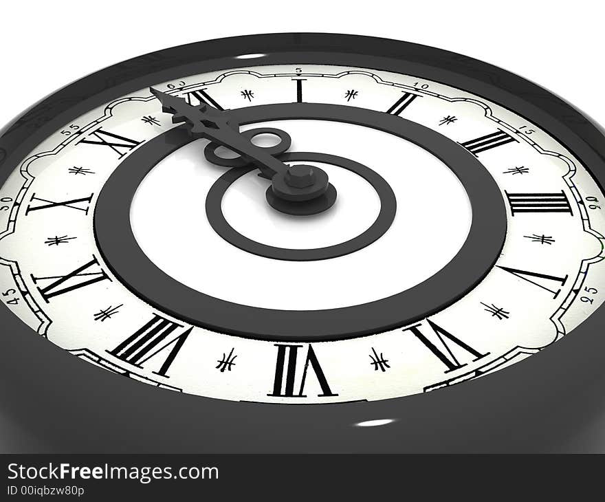 Very beautiful three-dimensional illustration, figure. Clock. Midnight. 3d