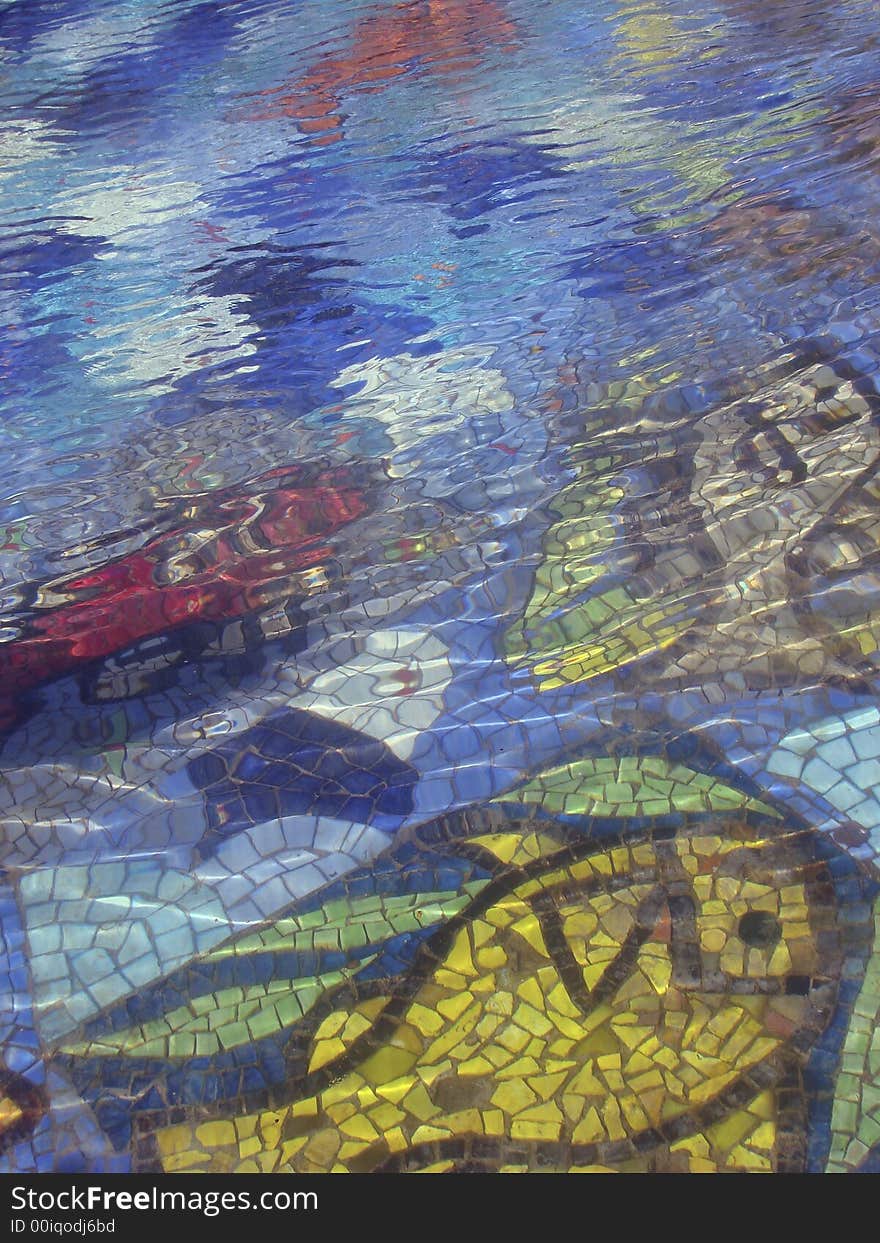 Underwater mosaic floor of fountain in downtown of Moscow, Russia. Underwater mosaic floor of fountain in downtown of Moscow, Russia.