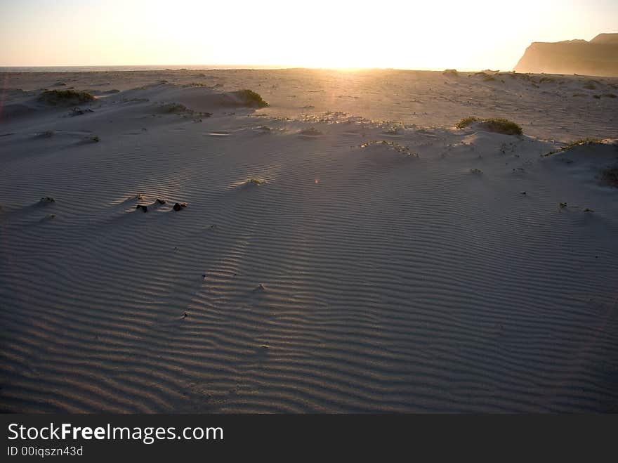 Ripples in the sand created by wind.  Sunset shot. Ripples in the sand created by wind.  Sunset shot.