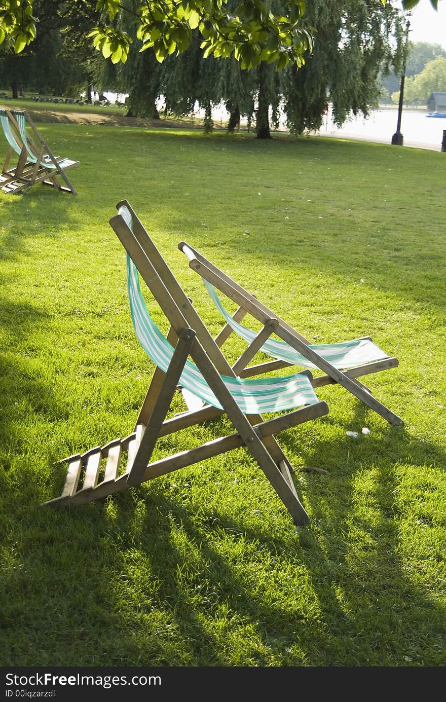 Folding chairs at the park