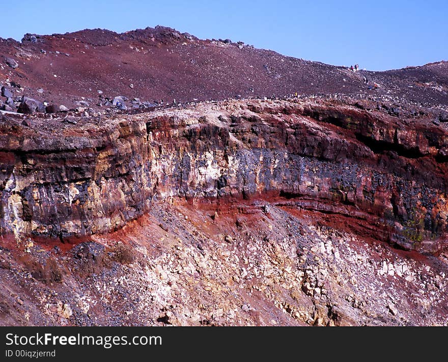 View of the rim of Mount Fuji's crater. View of the rim of Mount Fuji's crater