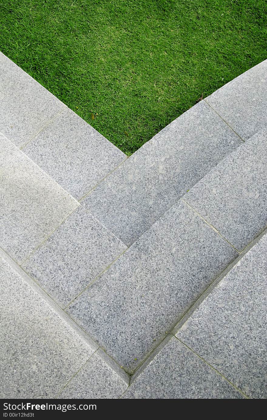 Steps forming a chevron shape.