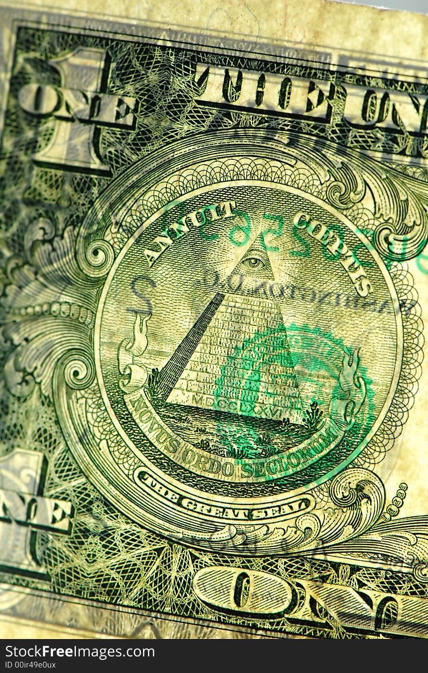 One dollars, monetary denominations, close up. One dollars, monetary denominations, close up