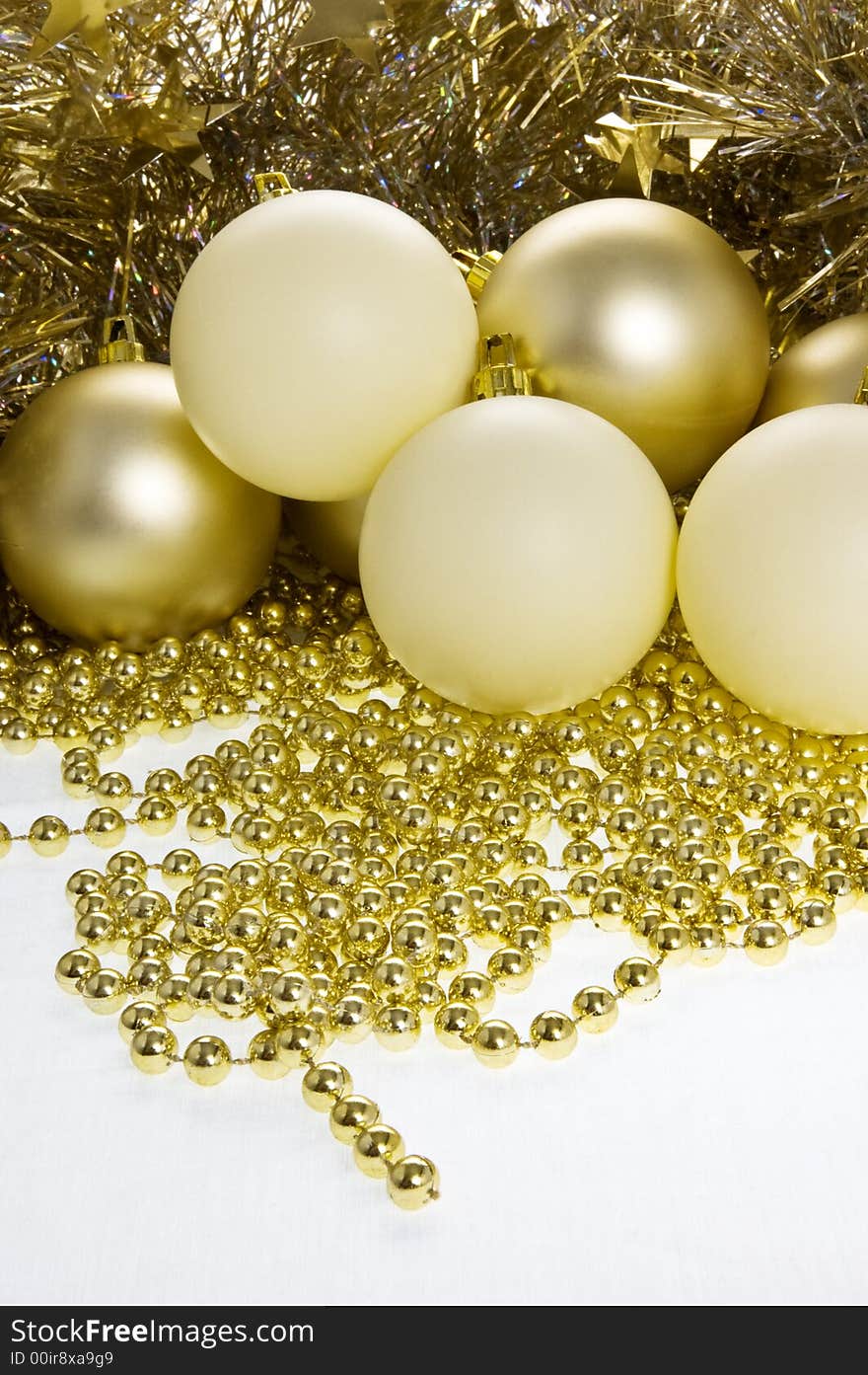 Gold christmas baubles