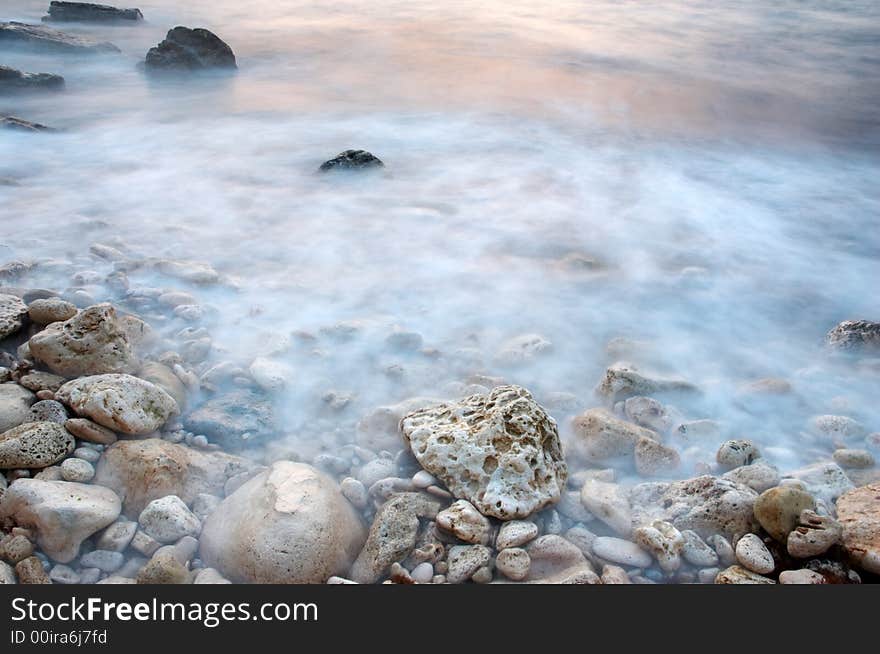 Sea tide in fog