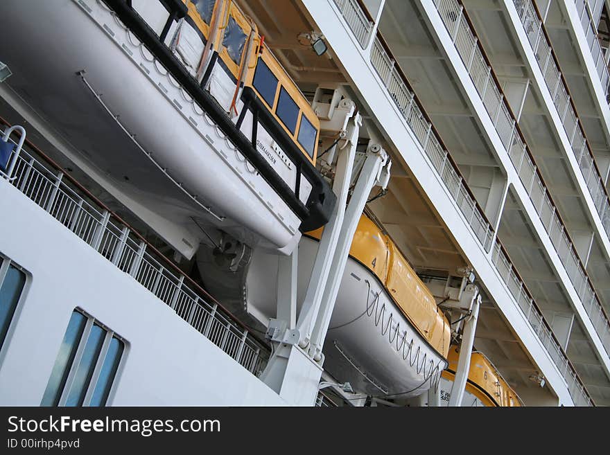 Fragmentary view at details of ferry ship moored near embankment (picture from The Tall Ships' Races 2007 in Szczecin)