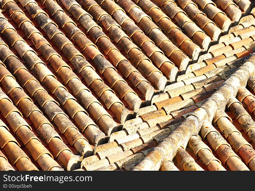 Fragment of grunge ceramic roof