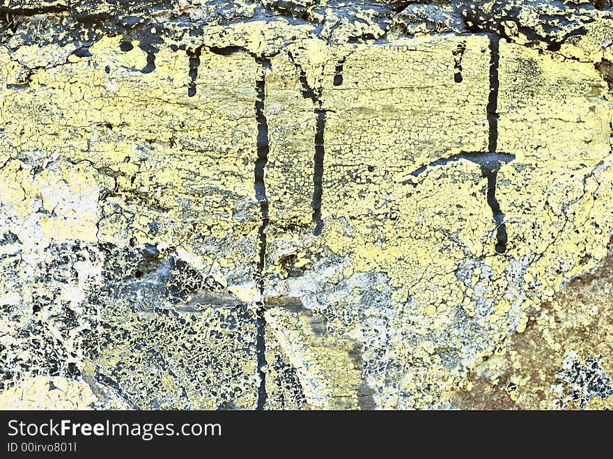 Deteriorating painted brick wall stylized with grunge effects (part of a photo illustration series). Deteriorating painted brick wall stylized with grunge effects (part of a photo illustration series)