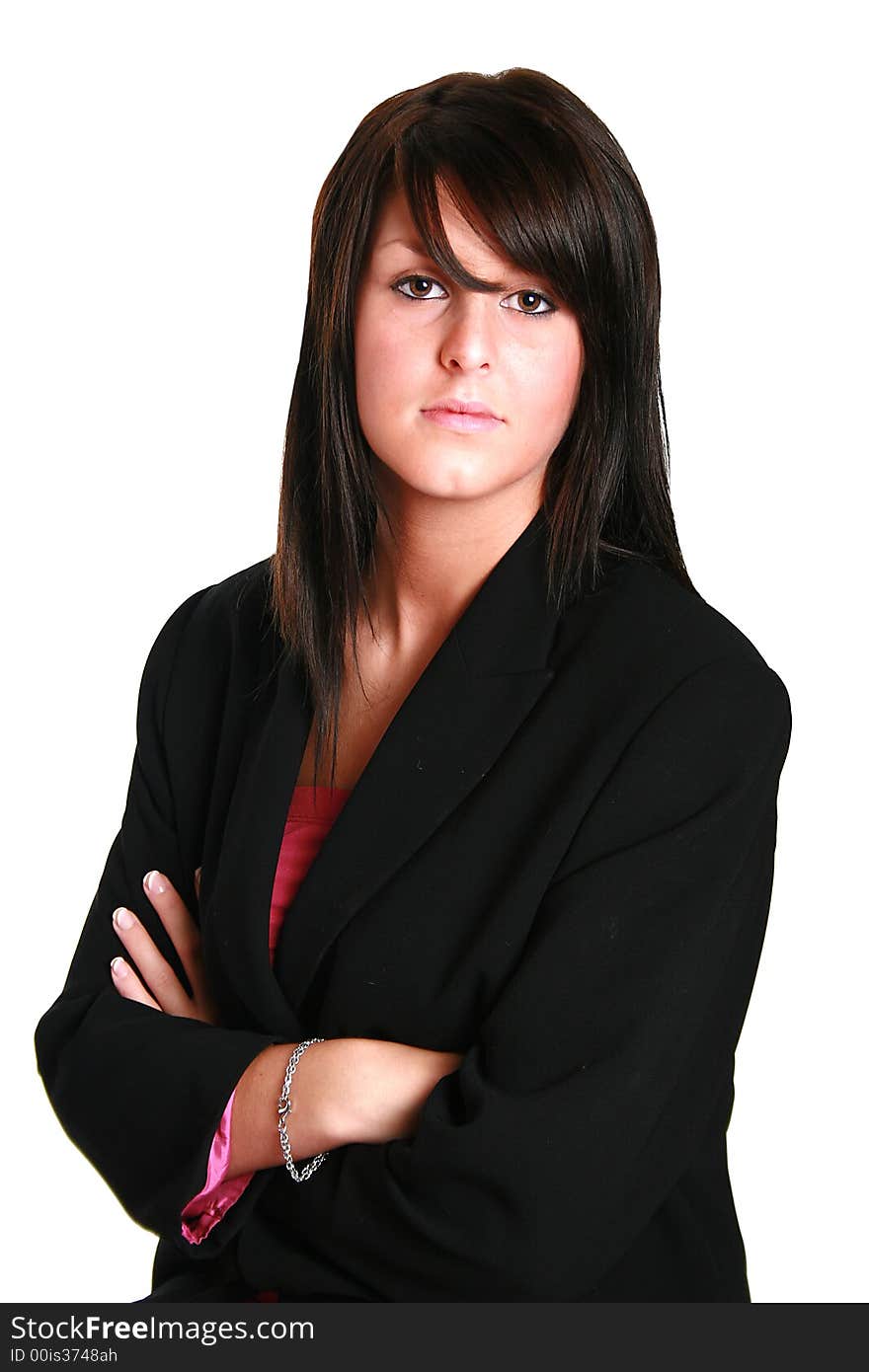 Beautiful young business professional in a black suit. Beautiful young business professional in a black suit