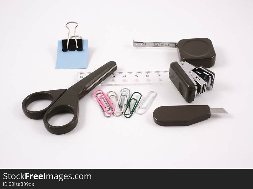 Small pieces of stationery on a white background. Small pieces of stationery on a white background