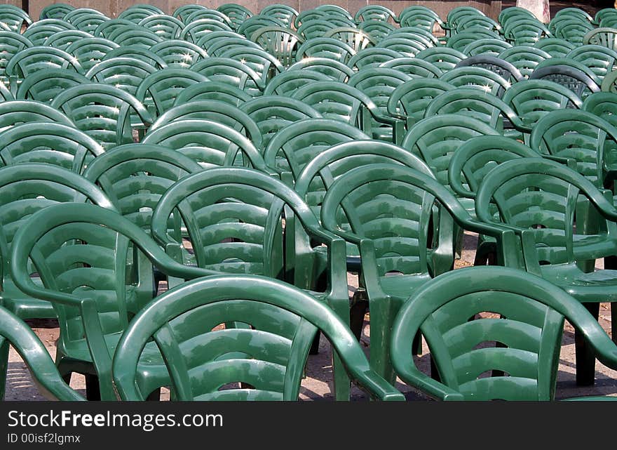 Row of plastic chairs