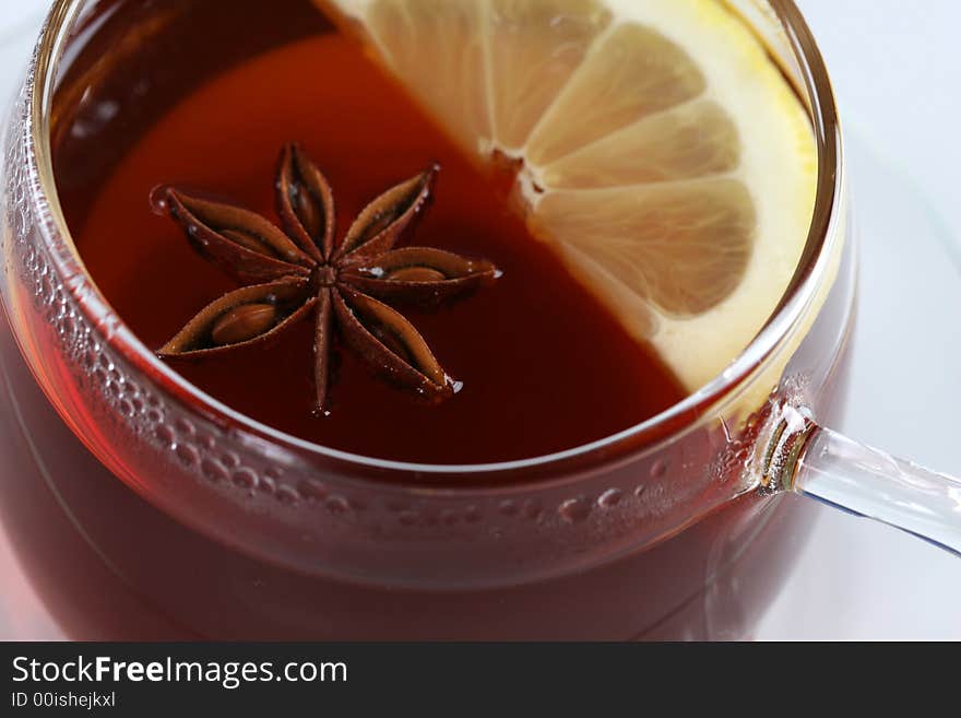 Cup of tea with anise and lemon