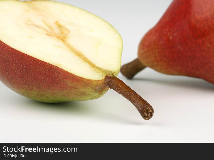 Pears on a white background