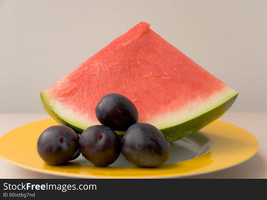 Watermelon  On The Plate,close