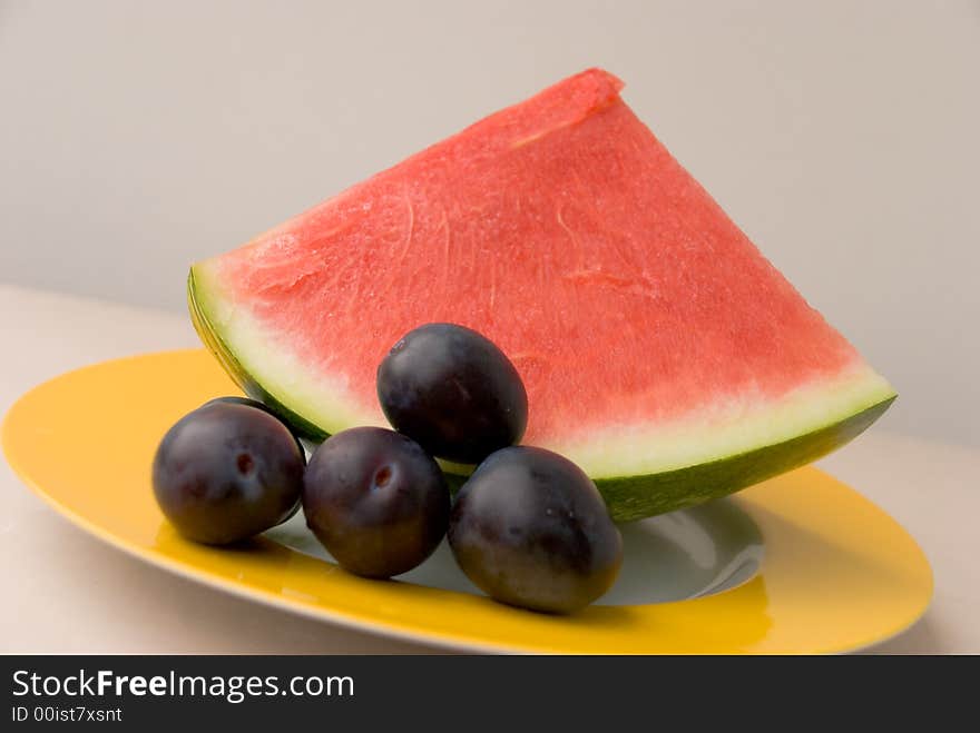 Watermelon  on the plate,close