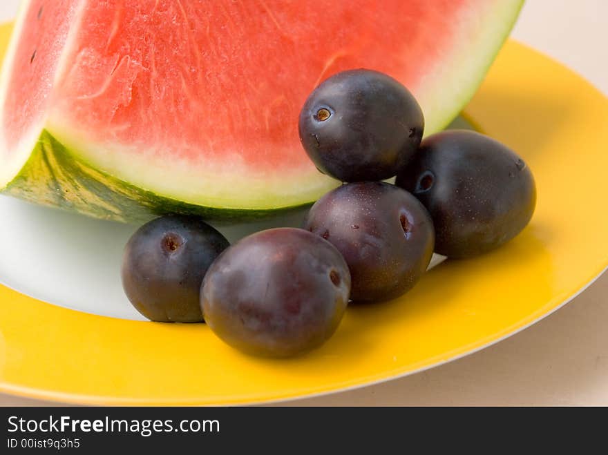 Watermelon  on the plate,close