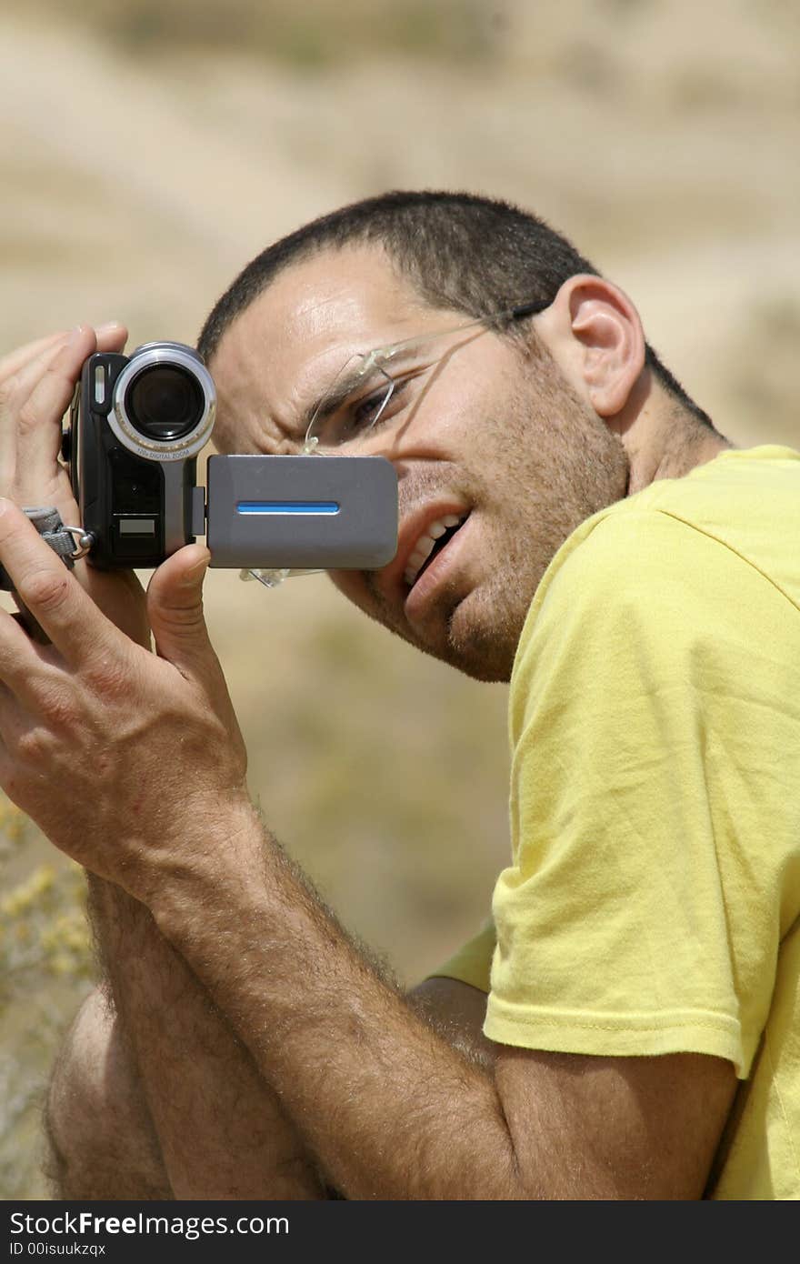 Bird watcher sede boker desert, israel