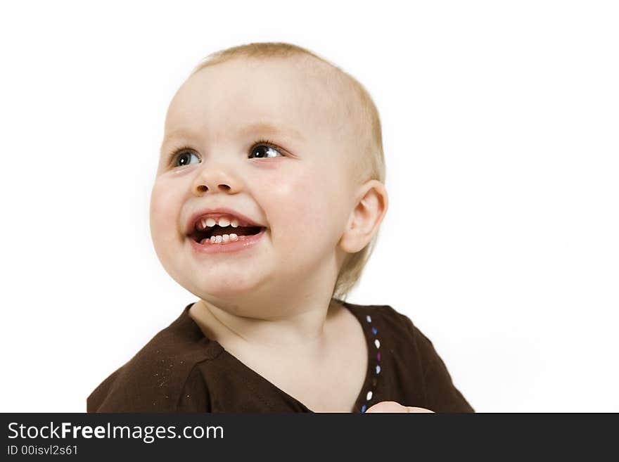 Beautiful happy little girl - isolated on white. Beautiful happy little girl - isolated on white