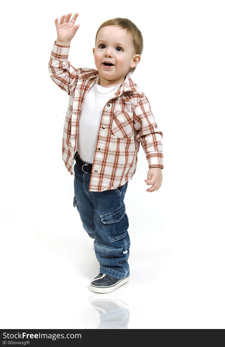 Handsome happy little boy - isolated on white. Handsome happy little boy - isolated on white