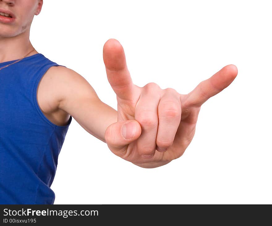 Gesture of a hand on white background