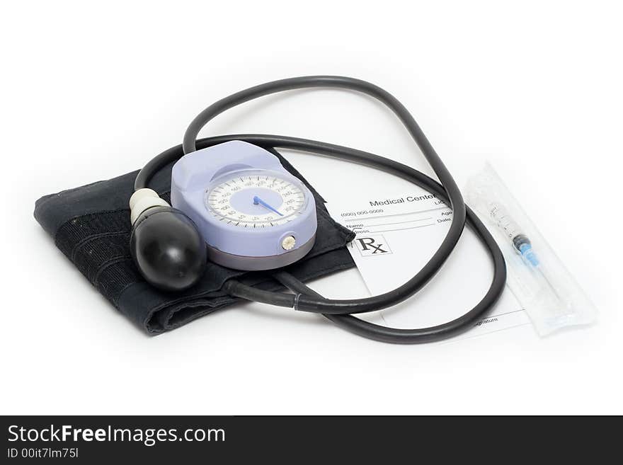 Sphygmomanometer on a white isolated background