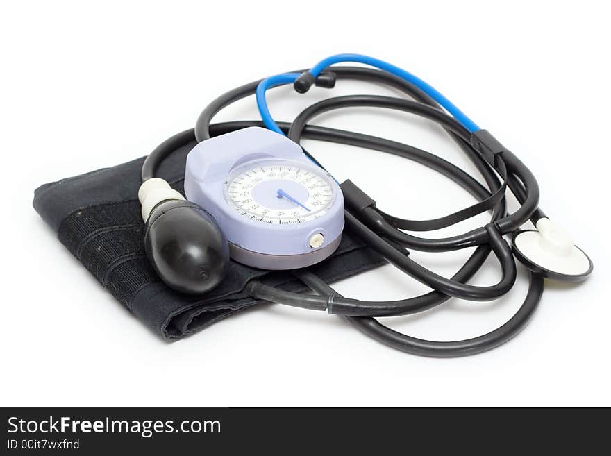 Sphygmomanometer on a white isolated background