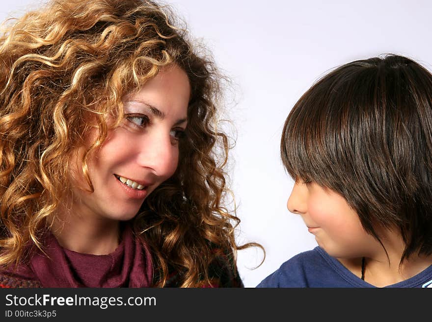 Digital photo of a mother and her son. Digital photo of a mother and her son.