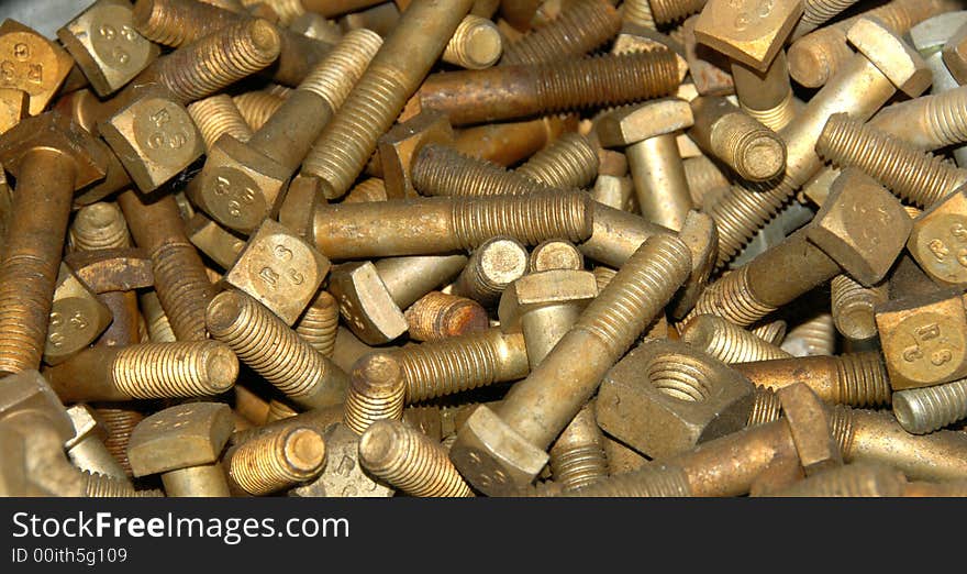 Bin of different size nuts and bolts