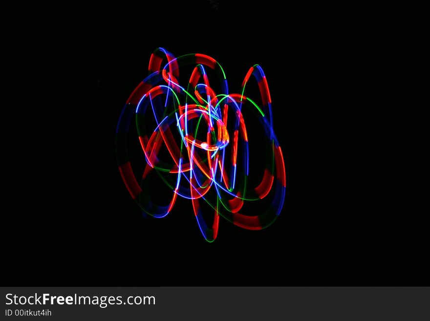 Long exposure of an LED light, recording of a movement. Long exposure of an LED light, recording of a movement