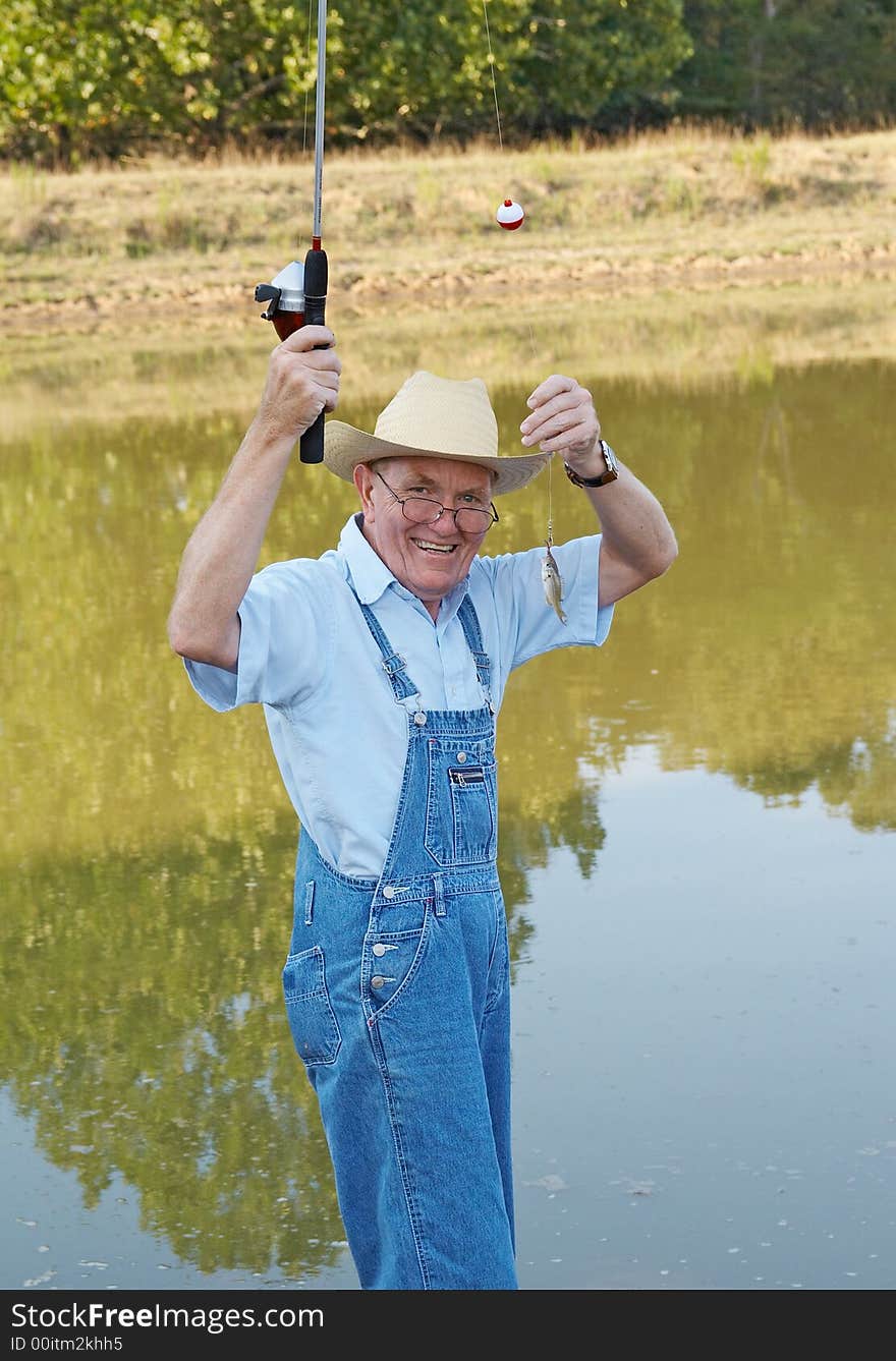 A man showing off his big catch!