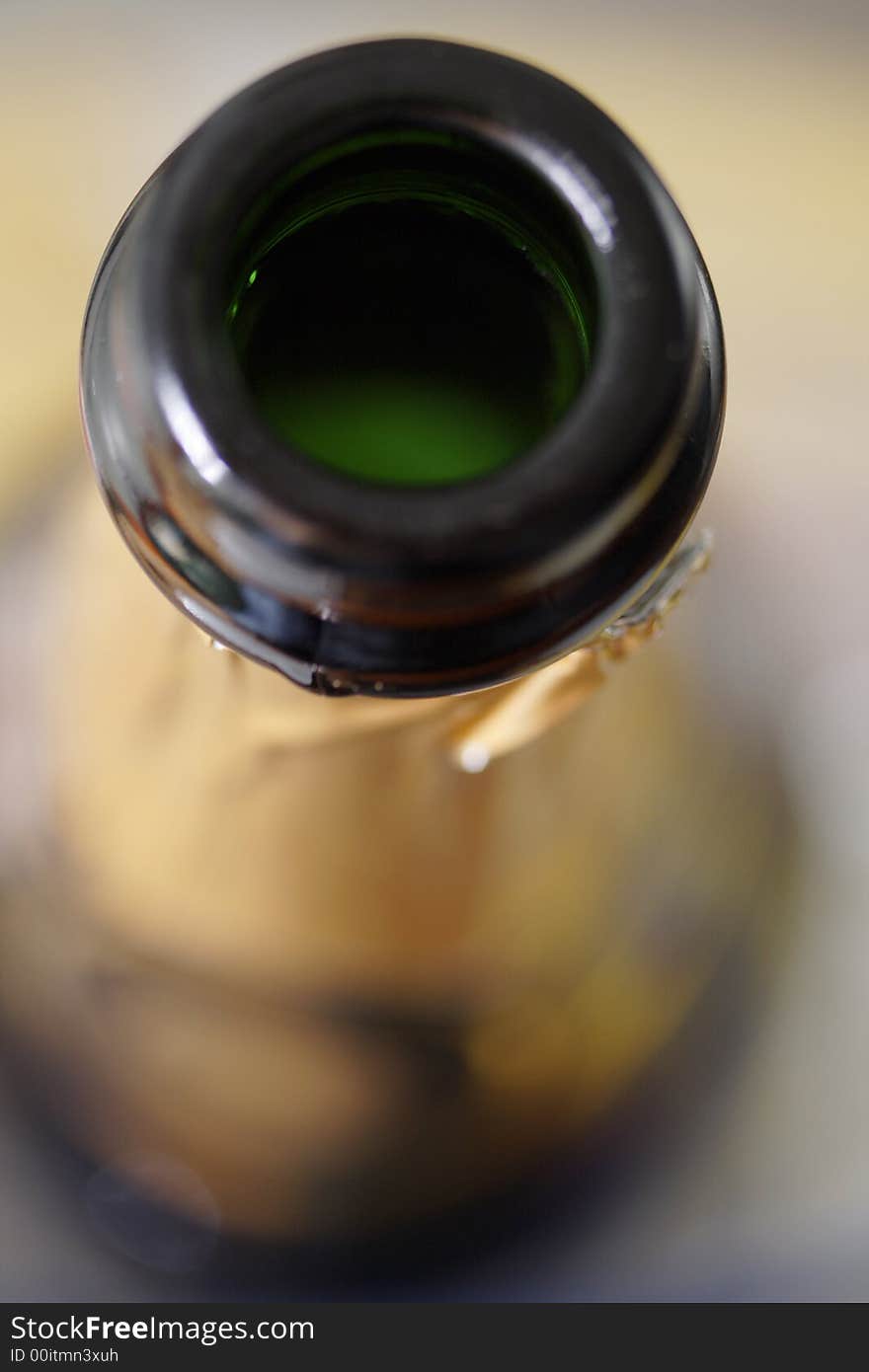 Champagne bottle very close-up and macro