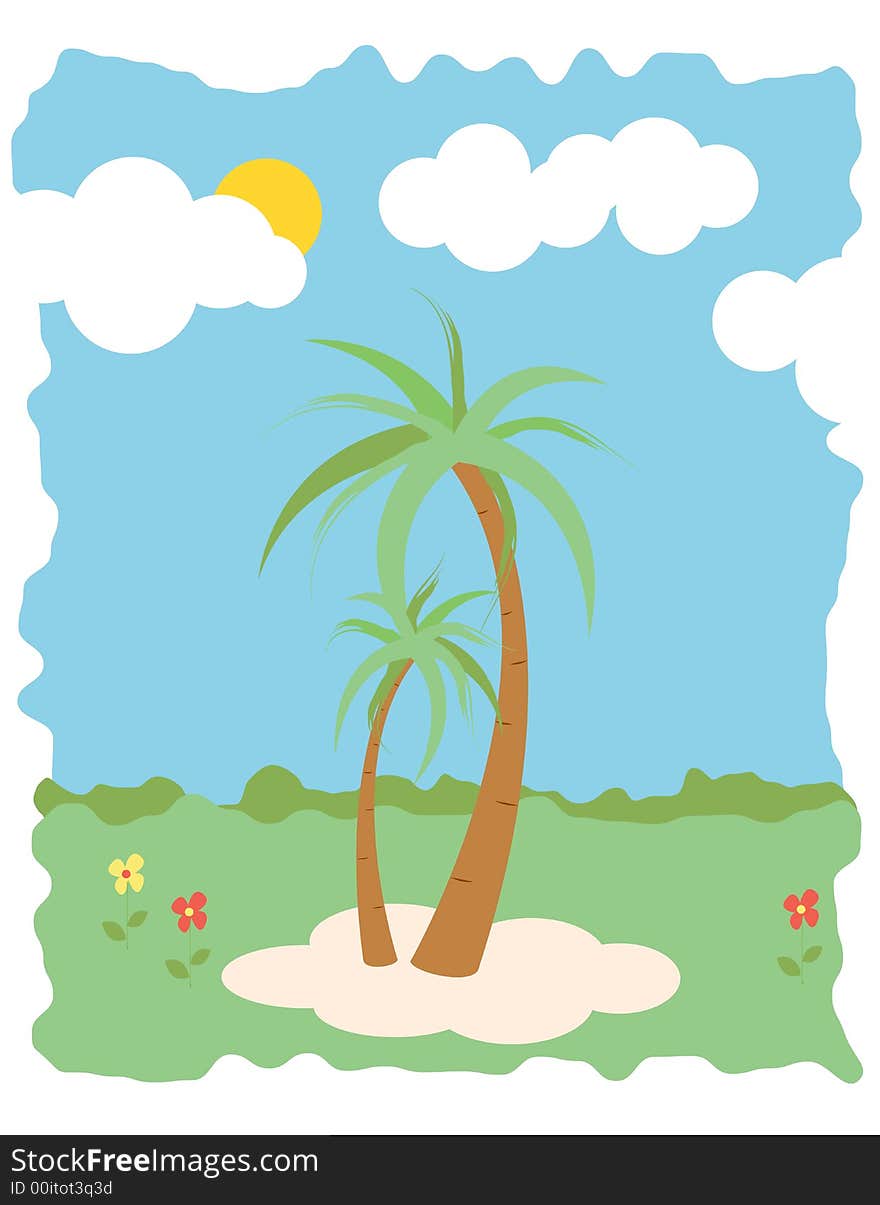 Two palm trees background. Additional format available [eps , AI]. Two palm trees background. Additional format available [eps , AI]