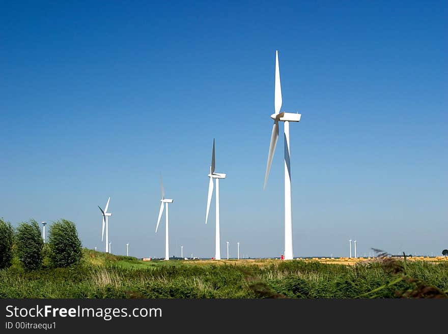 Wind Turbines Lined Up