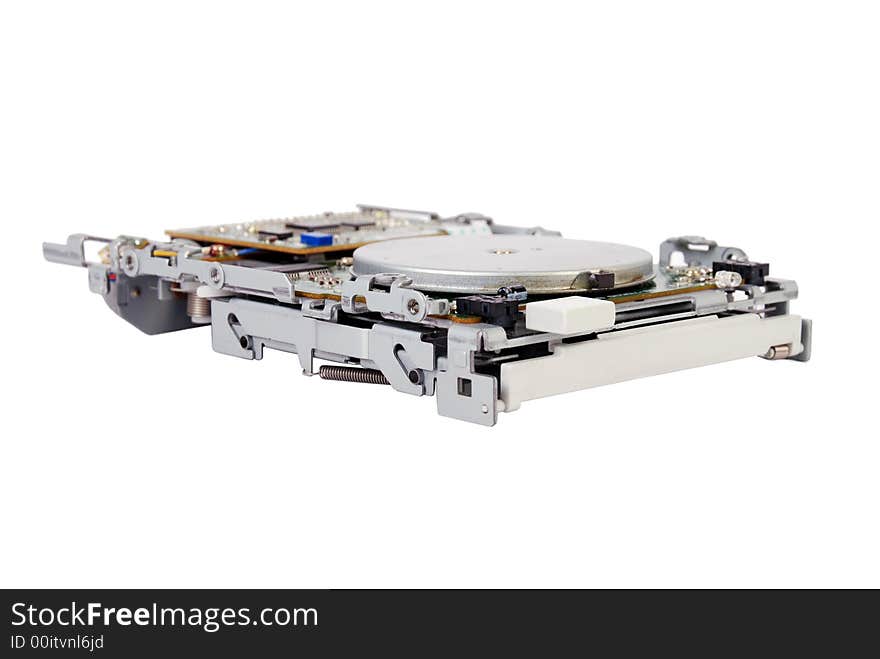 Side view of a floppy disk drive