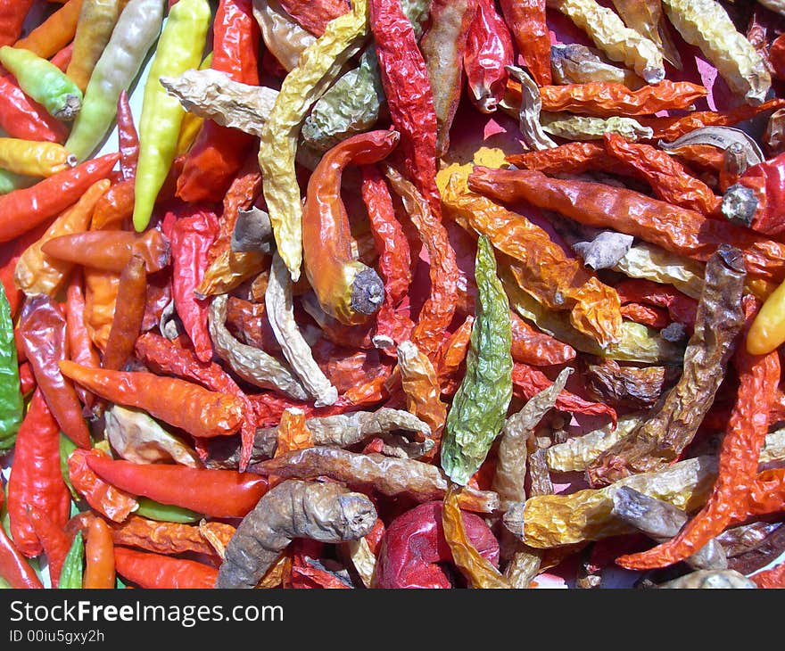 Colourful chilli drying in the sun in Luang Prabang, Laos