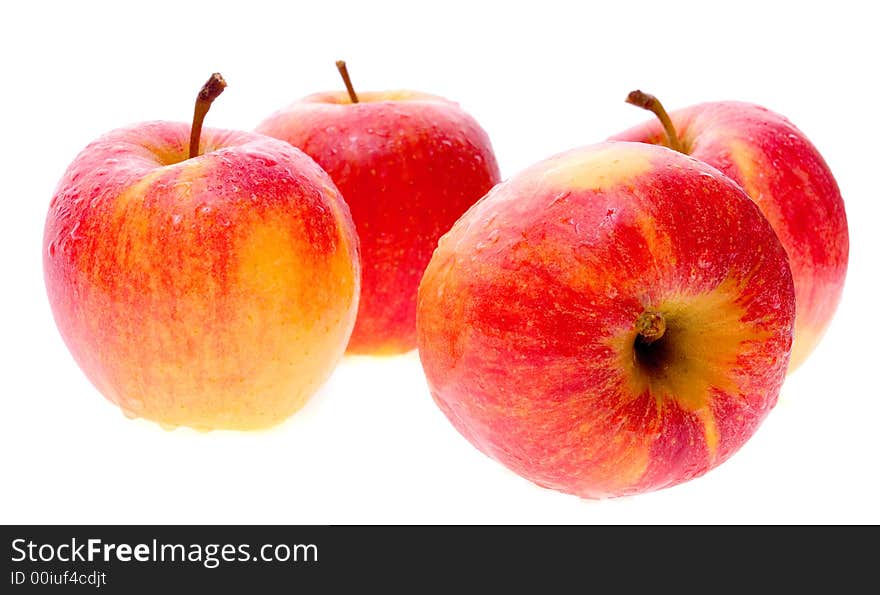 Fresh red apples isolated on white background