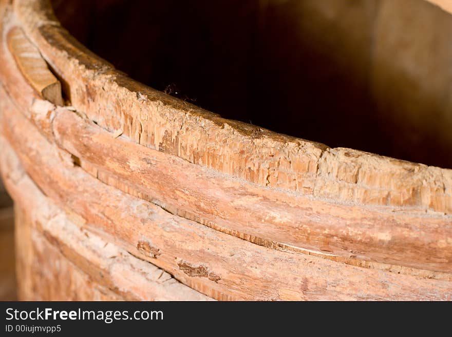 Old completely wooden barrel