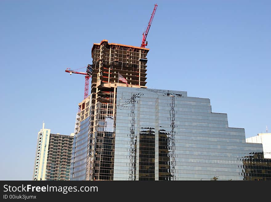 A modern high rise glass construction project. A modern high rise glass construction project